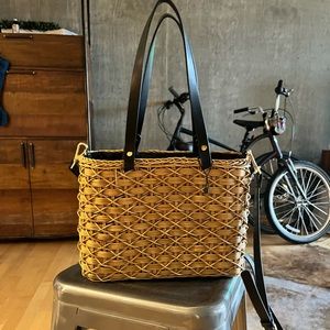 Zara Natural Square Basket Handbag